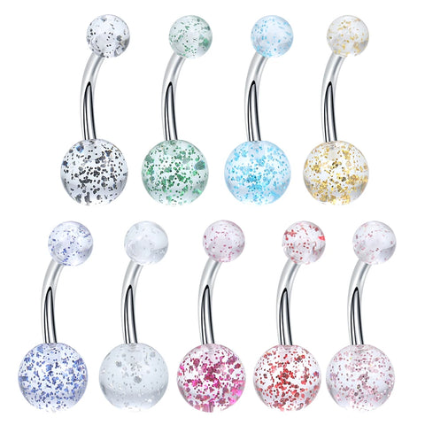 90Pcs/set Colorful Acrylic Sexy Belly Bars Body Piercing Button Ring Navel Barbell Jewerly Lip Piercing Unisex Fashion Jewelry