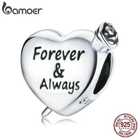 bamoer Rose Forever Love Infinity Love Charm Cross Pendant 925 Sterling Silver for Original Bracelet Bangle DIY Jewelry BSC480