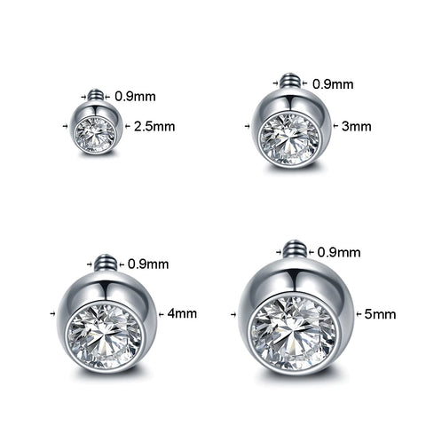 1Pc/10Pcs G23 Titanium Round Crystal Screw Balls Replacement Accessories Nose Labret Eyebrow Barbell Bar Piercing Body Jewelry