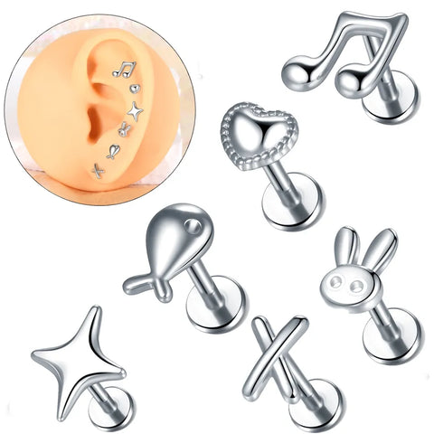 1Pc Stainless Steel Lip Labret Piercing Monroe Lip Stud Helix Ear Tragus Stud Conch Cartilage Earrings for Women Body  Jewelry