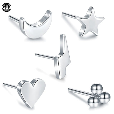 1Pc/10Pcs G23 Titanium Push-in Lip Ring Top Threadless Push Pin Labret Piercing Replacement  Ear Cartilage Helix Earring Jewelry