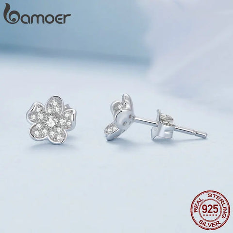 Bamoer 925 Sterling Silver Exquisite Flower Series Flower to Flower Ring & Earrings Jewelry for Women Fine Jewelry Gift