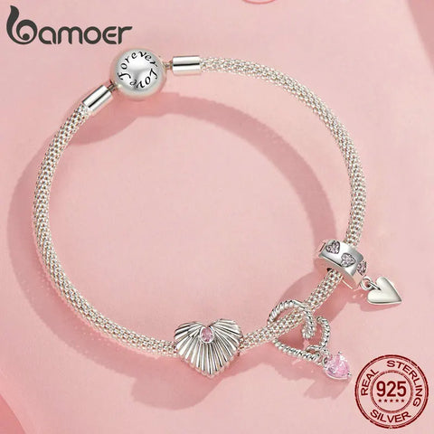 BAMOER 925 Sterling Silver Charm Spiritual Heart Infinity Pendant fits Charm Bracelets, 925 Sterling Silver Lucky Charm