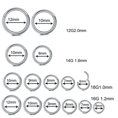 50Pcs/100Pcs Steel Hinged Segment Nose Ring Nipple Clicker Ear Cartilage Tragus Helix Lip Ring Body Piercing Jewelry 20G-12G