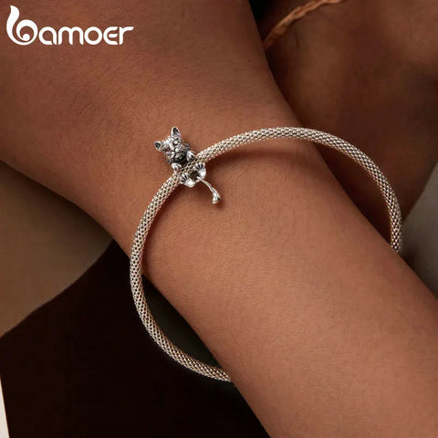 Bamoer 925 Sterling Silver Vivid Lynx Charms Cat Beads for Women Bracelet & Necklace Making Fine Jewelry SCC2633