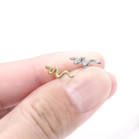 1Pc Surgical Steel Snake Tragus Piercing Earring Cross Cartilage Piercing Stud Helix Jewelry Conch Rook Lobe Earring Labret Stud