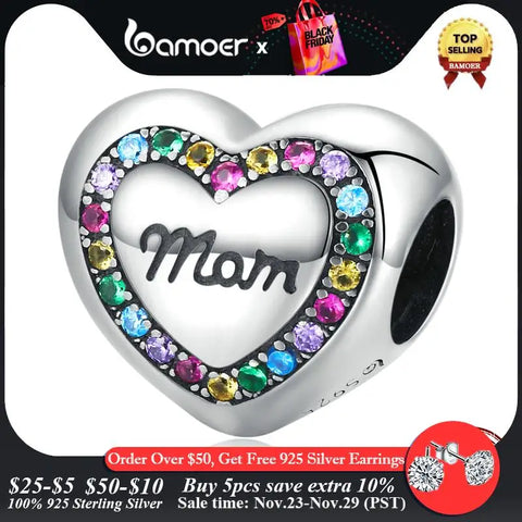 Bamoer 925 Sterling Silver Heat Collection Charms fit Women Original Bracelet & Bangle Pet Charms Warm Family Pendant Jewelry