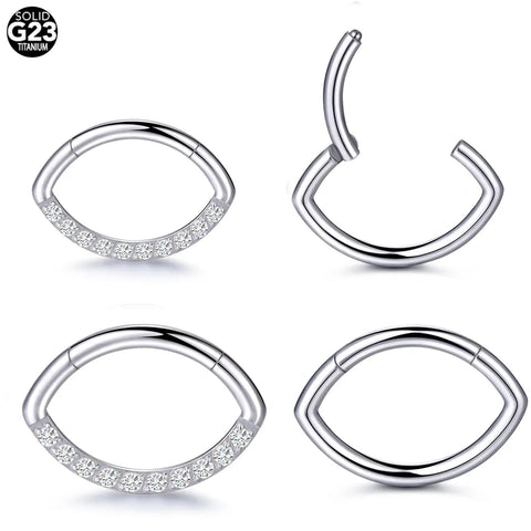10Pcs G23 Titanium Nose Piercing Rings CZ Hinged Septum Clicker Ear Tragus Cartilage Helix Lip Earring Piercing Body Jewelry 16G