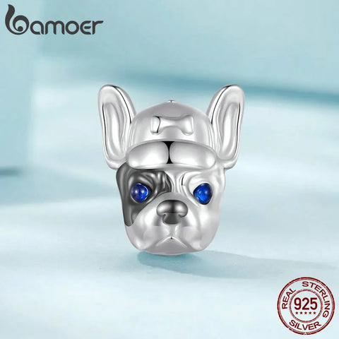 Bamoer 925 Sterling Silver French Dog Beads Cute Dog Charms for Women Girls Bracelet & Bangle DIY Fine Jewelry
