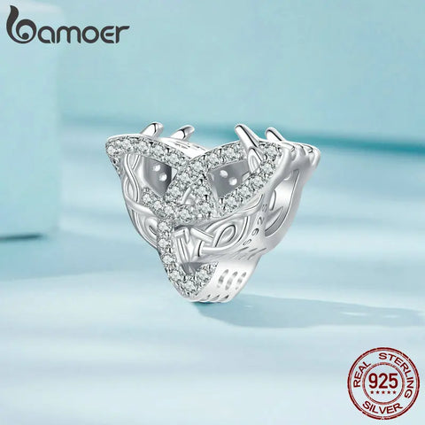 BAMOER Moon Charm 925 Sterling Silver Celtic Crescent Moon Goddess Pendant Irish Good Luck Beads Fit Original Charm Bracelet