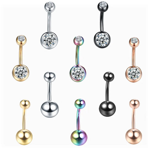 1Pc Surgical Steel Navel Piercing Crystal Rhinestone Belly Button Rings Navel Rings Ombligo 5/8mm Ball Nombril Piercing Jewelry