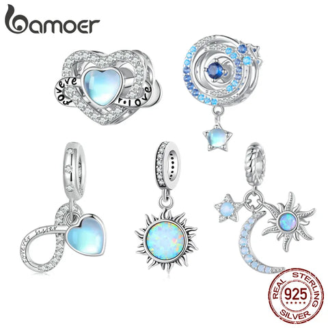 Bamoer 925 Sterling Silver Eternal Sisterhood Hanging Bead Forever Sister Pendant Charms for Women Bracelet Necklace DIY BSC705