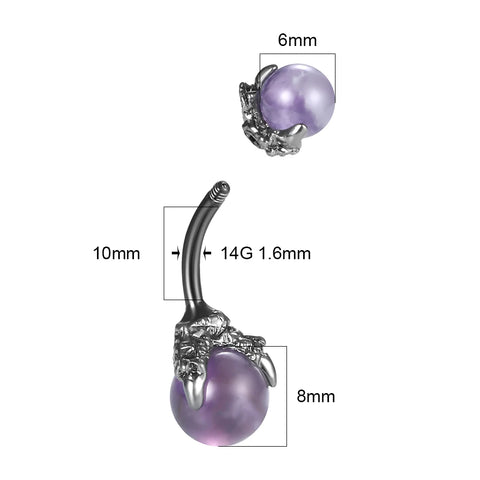 1Pc Surgical Steel Dragon Claws Belly Button Rings 14G Navel Piercing Crystal Natural Stone Navel Belly Ring Body Jewelry