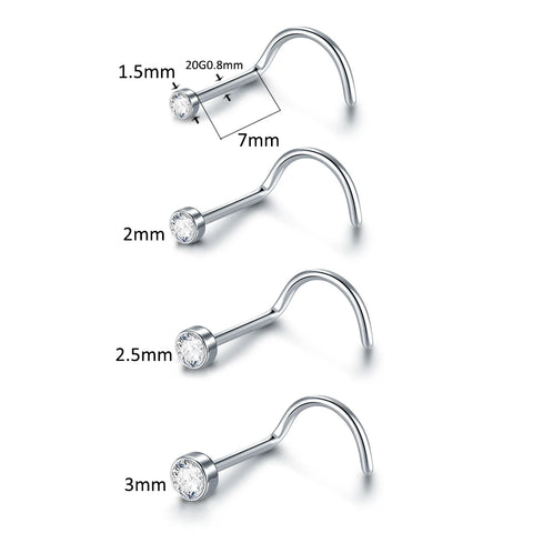 1Pc Stainless Steel Nose Stud Nose Piercing Nose Ring Nariz Bone Studs Screws for Man Women Nostril Body Piercing Jewelry 20G