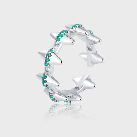 S925 Sterling Silver Emerald Treasure Willow Nail Ring