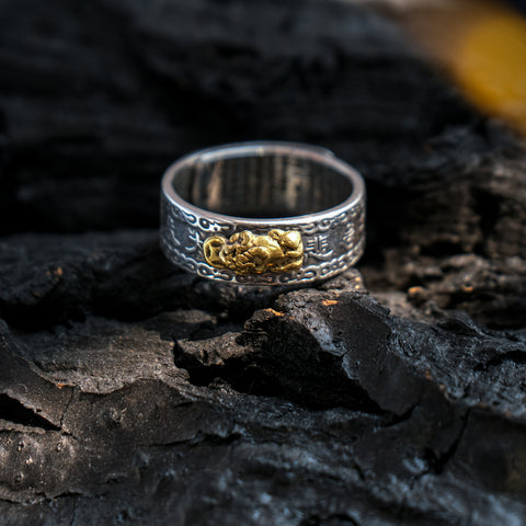 Feng Shui Ring Pixiu Mantra Ring Protection Wealth Adjustable Rings Gift for Women Men