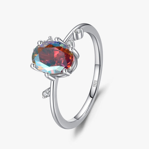 luxurious oval sterling silver plating inlay zircon rhodium plated rings