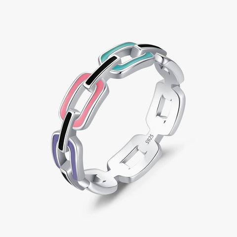 modern style geometric colorful sterling silver epoxy plating rhodium plated rings