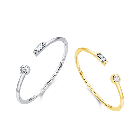 simple style solid color sterling silver plating inlay zircon 14k gold plated rhodium plated open ring