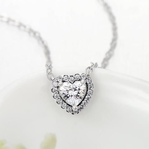 ins style romantic shiny heart shape sterling silver plating inlay zircon rings earrings necklace