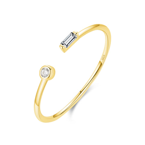 simple style solid color sterling silver plating inlay zircon 14k gold plated rhodium plated open ring