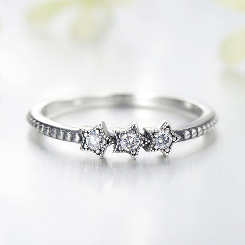 simple style star sterling silver plating inlay zircon rings