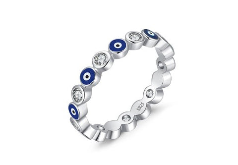 simple style devil's eye sterling silver inlay zircon rings 1 piece