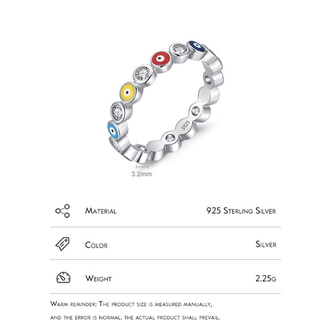 simple style devil's eye sterling silver inlay zircon rings 1 piece