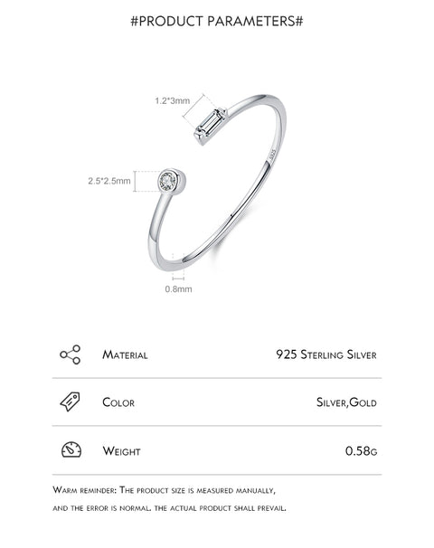 simple style solid color sterling silver plating inlay zircon 14k gold plated rhodium plated open ring