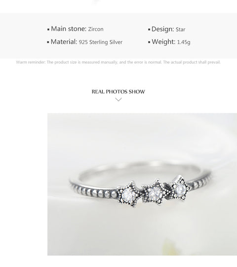 simple style star sterling silver plating inlay zircon rings