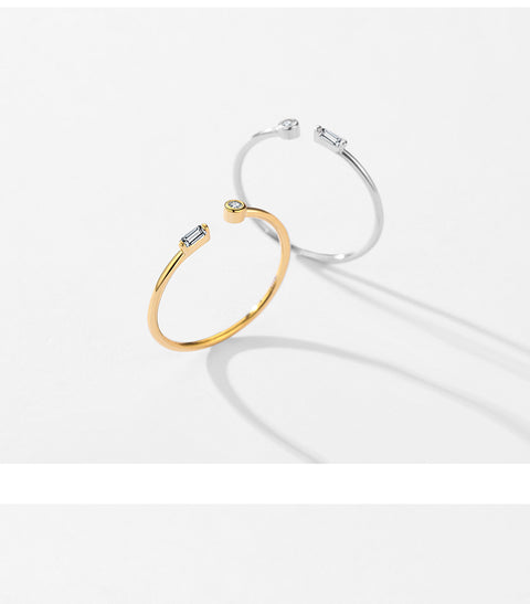 simple style solid color sterling silver plating inlay zircon 14k gold plated rhodium plated open ring