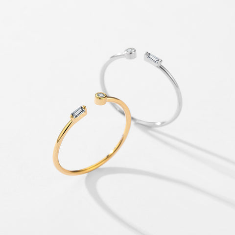 simple style solid color sterling silver plating inlay zircon 14k gold plated rhodium plated open ring