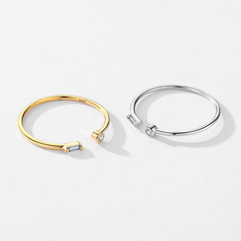 simple style solid color sterling silver plating inlay zircon 14k gold plated rhodium plated open ring