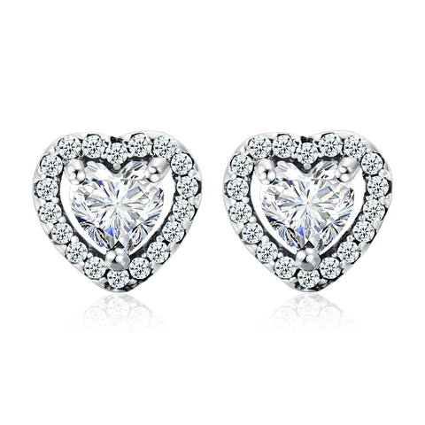ins style romantic shiny heart shape sterling silver plating inlay zircon rings earrings necklace