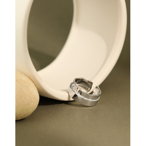 New Irregular Wave Wide 925 Sterling Silver Adjustable Ring