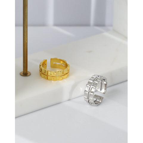 Fashion Double Layer Wheel Gear 925 Sterling Silver Adjustable Ring