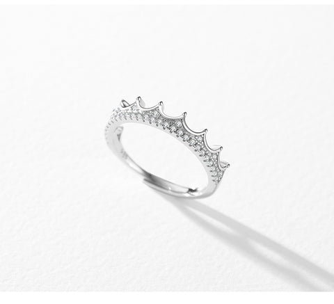 elegant crown sterling silver inlay zircon rhodium plated rings