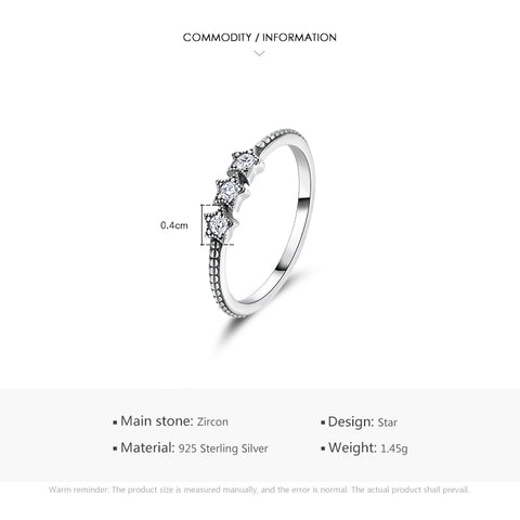 simple style star sterling silver plating inlay zircon rings