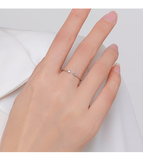 simple style solid color sterling silver plating inlay zircon 14k gold plated rhodium plated open ring