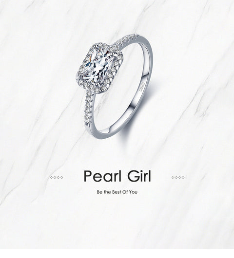 ins style elegant rectangle sterling silver plating inlay zircon rhodium plated rings