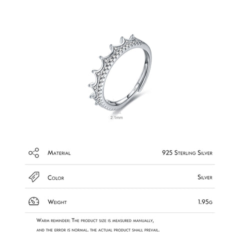 elegant crown sterling silver inlay zircon rhodium plated rings