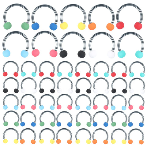 50Pcs/set Acrylic Ball Horseshoe Nose Ring Surgical Steel Barbell Nipple Hoops Nose Septum Eyebrow Ear Piercing Body Jewelry 16G