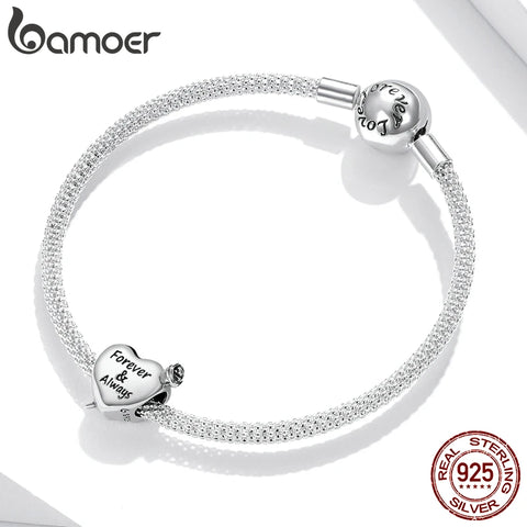 bamoer Rose Forever Love Infinity Love Charm Cross Pendant 925 Sterling Silver for Original Bracelet Bangle DIY Jewelry BSC480