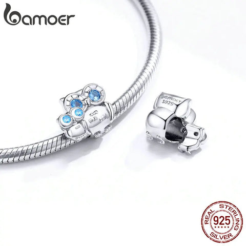bamoer Owl Mom and Baby Metal Charm 925 Sterling Silver Animal Guardian Charm fit Original Bracelet Jewelry Accessories BSC238