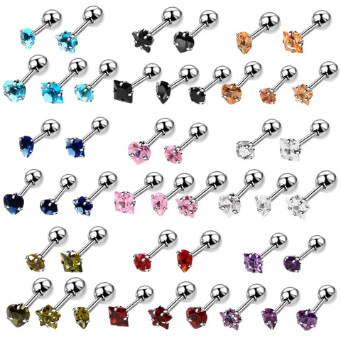 5Pcs/Lot 16G Steel Tragus Helix Cartilage Earrings Mixed Design Crystal Ear Earring Piercings Labret Stud Body Jewelry Piercing