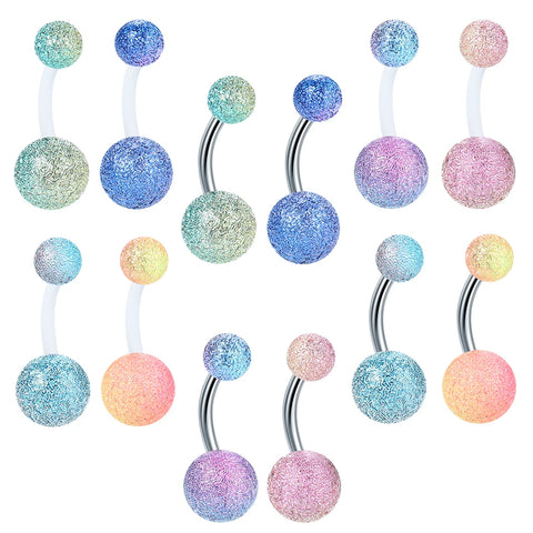 6Pcs/set Acrylic Belly Button Rings Belly Piercing Oreja 14G 316L Surgical Steel Navel Ring Nombril Piercing Body Jewelry 16G