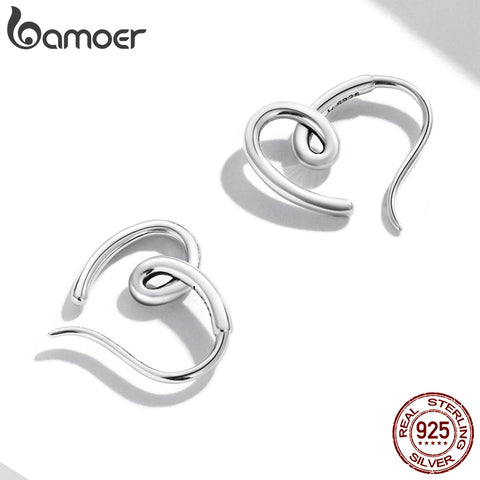 Bamoer Authentic 925 Sterling Silver Simple Heart Women Ear Studs Tiny New Model Silver Stud Earrings for Girl Fine Jewelry