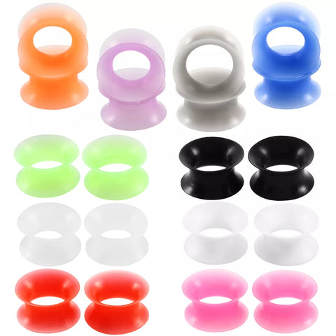 20Pcs/Lot Silicone Flexible Ear Flesh Tunnel Solft Gauge Plugs Piercing Stretcher Expander Hollow Ear Skin Earrings Body Jewelry