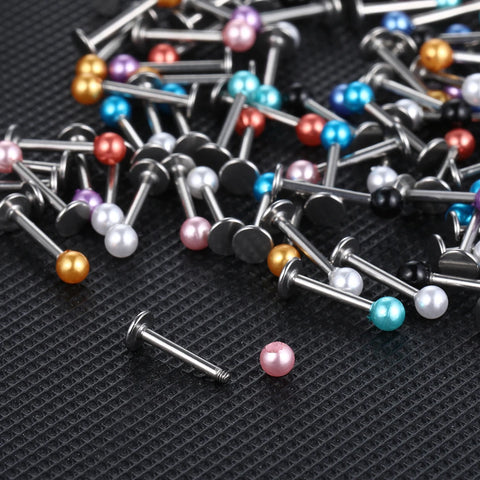 90Pcs/set Colorful Acrylic Ball Lip Labret Rings Stainless Steel Barbell Ear Piercings Tragus Barbell Piercings Body Jewelry 16G