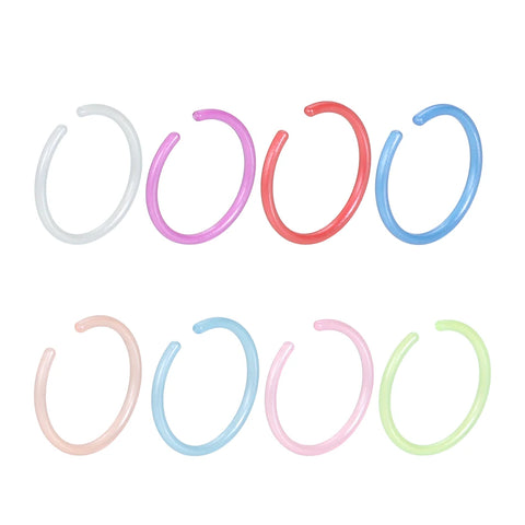 8Pcs/set Bioplast Flexible Nose Ring Luminous Septum Clicker Piercing Nose Segment Hinged Lip Ring Nose Piercing Body Jewelry